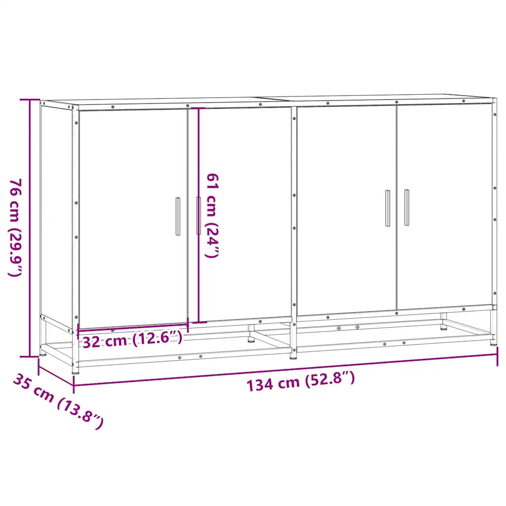 Credenza | Madia | Buffet da pranzo | Armadio da pranzo Grigio Sonoma 134x35x76 cm in Truciolato