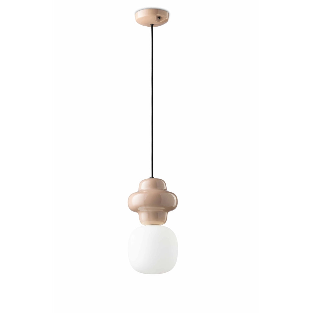 Sospensione Vintage Decò Copacabana Ceramica Grigia 1 Luce E27