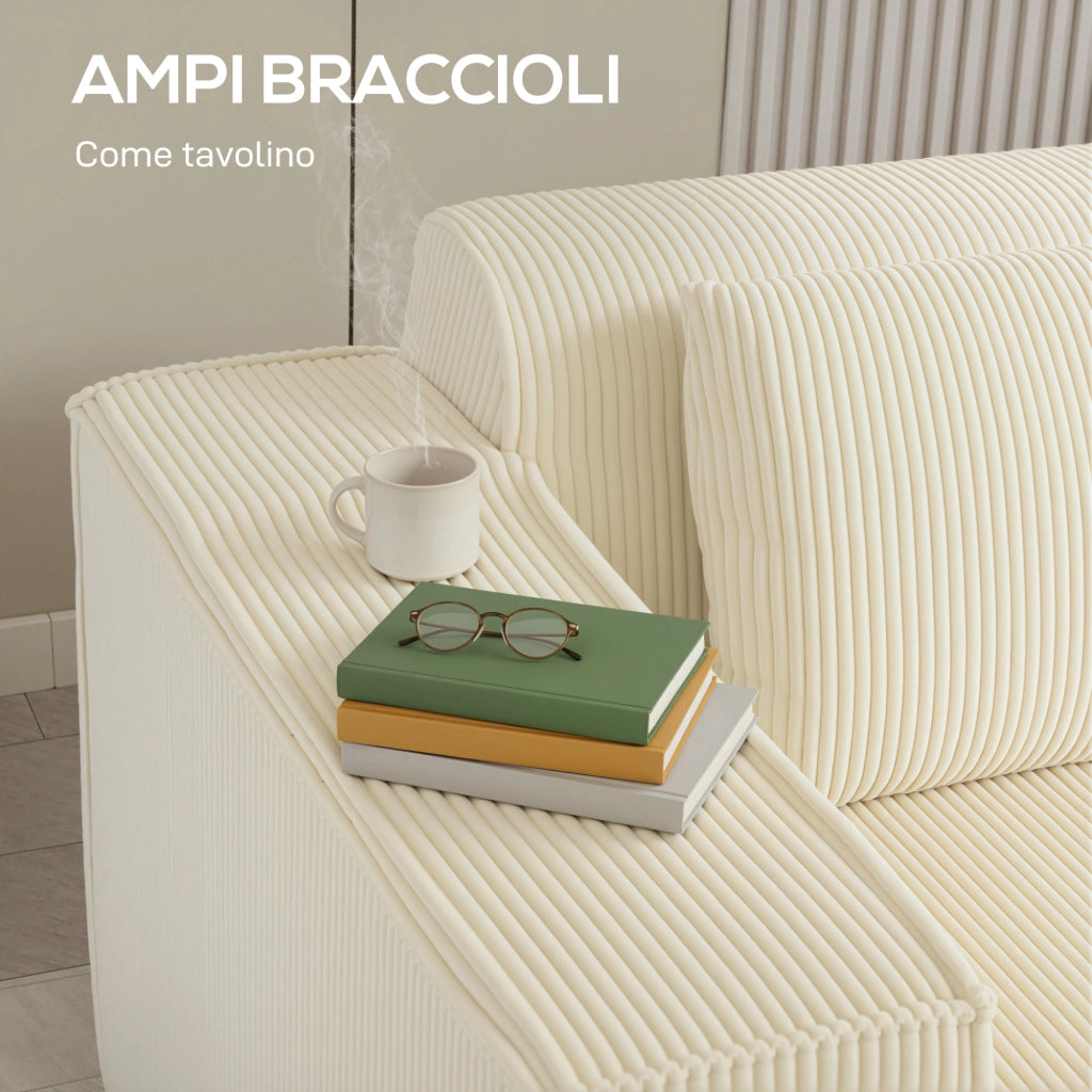 Divano 3 Posti Modulare con Seduta Profonda in Velluto ¨C Zephmum ¨C Beige