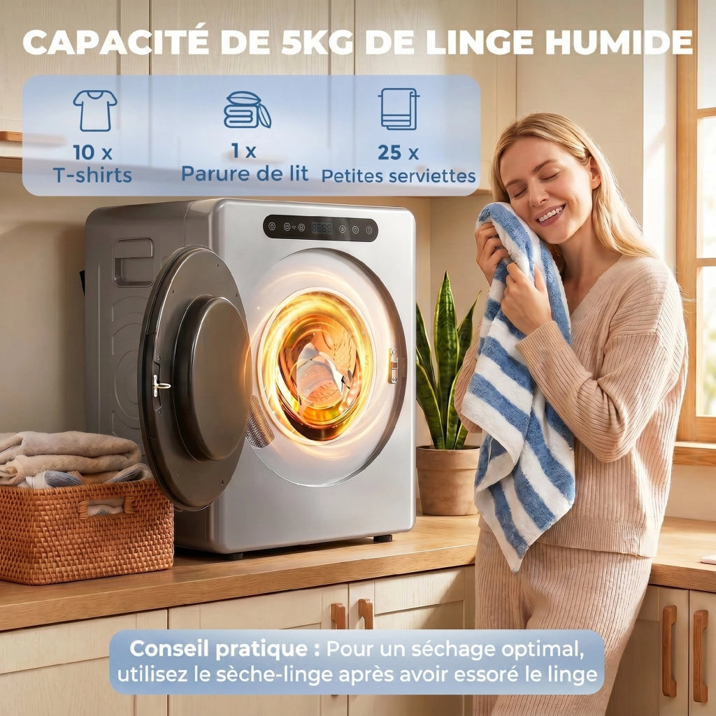 Asciugatrice Elettrica 1000W ¨C Xylo ¨C 3 Kg, 6 Modalit¨¤, Acciaio Inossidabile, Argento