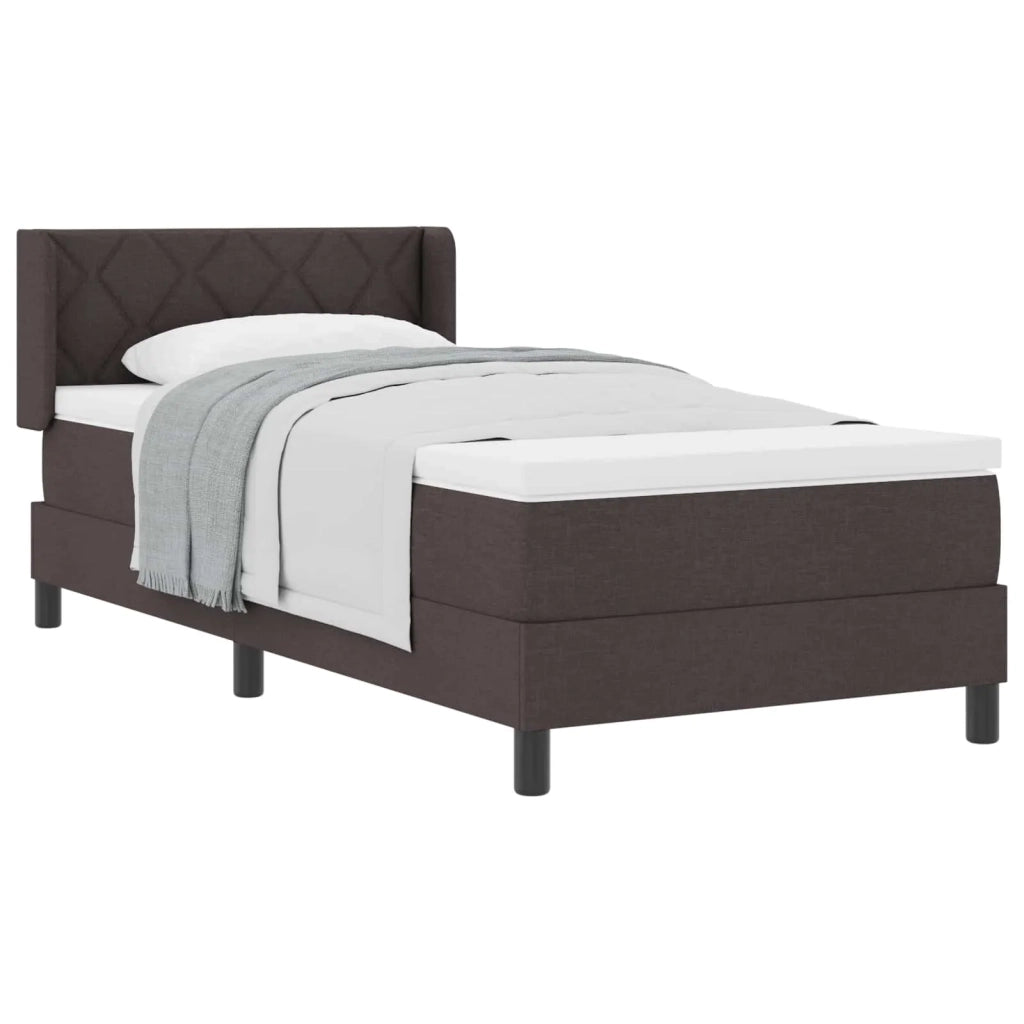 Letto a molle con testiera Marrone Scuro 200 x 100 cm Tessuto 3341156