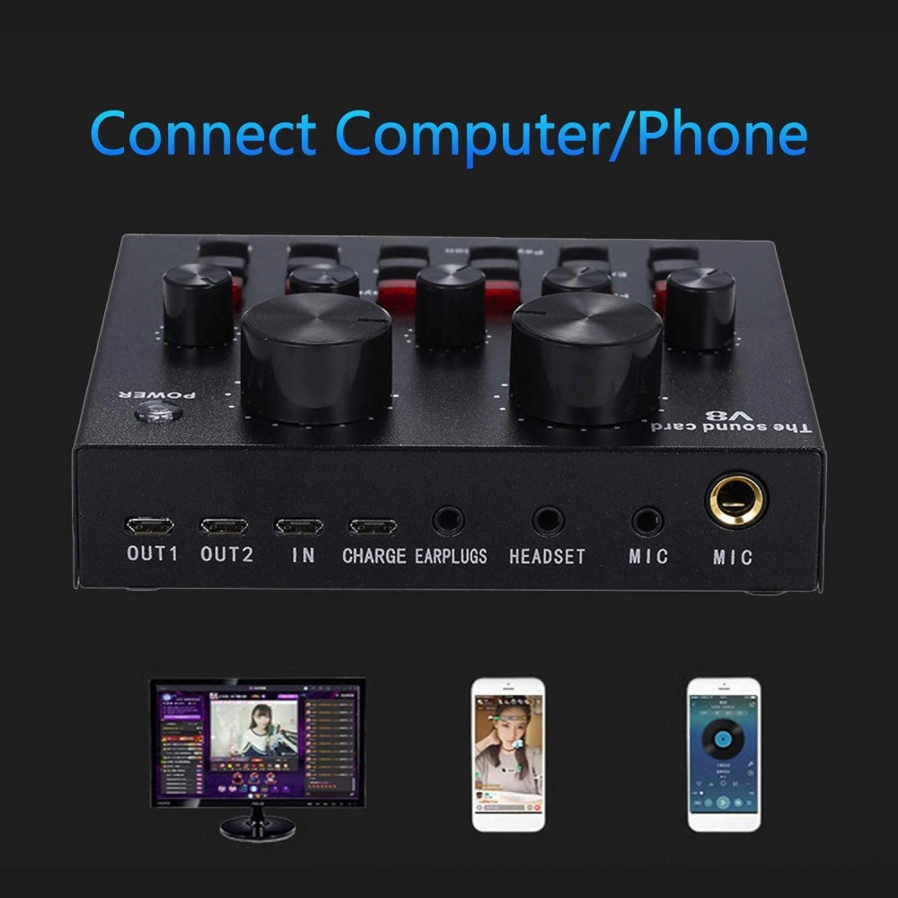 Trade Shop - Kit Per Registrazione Audio Con Effetti Sonori Live Scheda E Microfono Supporto -