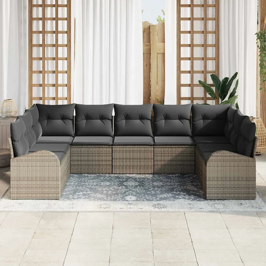 Set Divano da Giardino con cuscino 9 pcs Grigio polyrattan 3354868