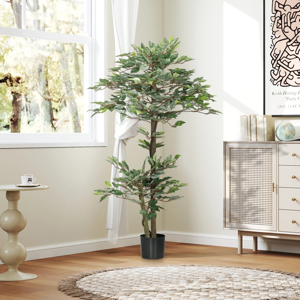 Ficus Artificiale con Muschio e Vaso ¨C Minimal ¨C Verde, 150 cm
