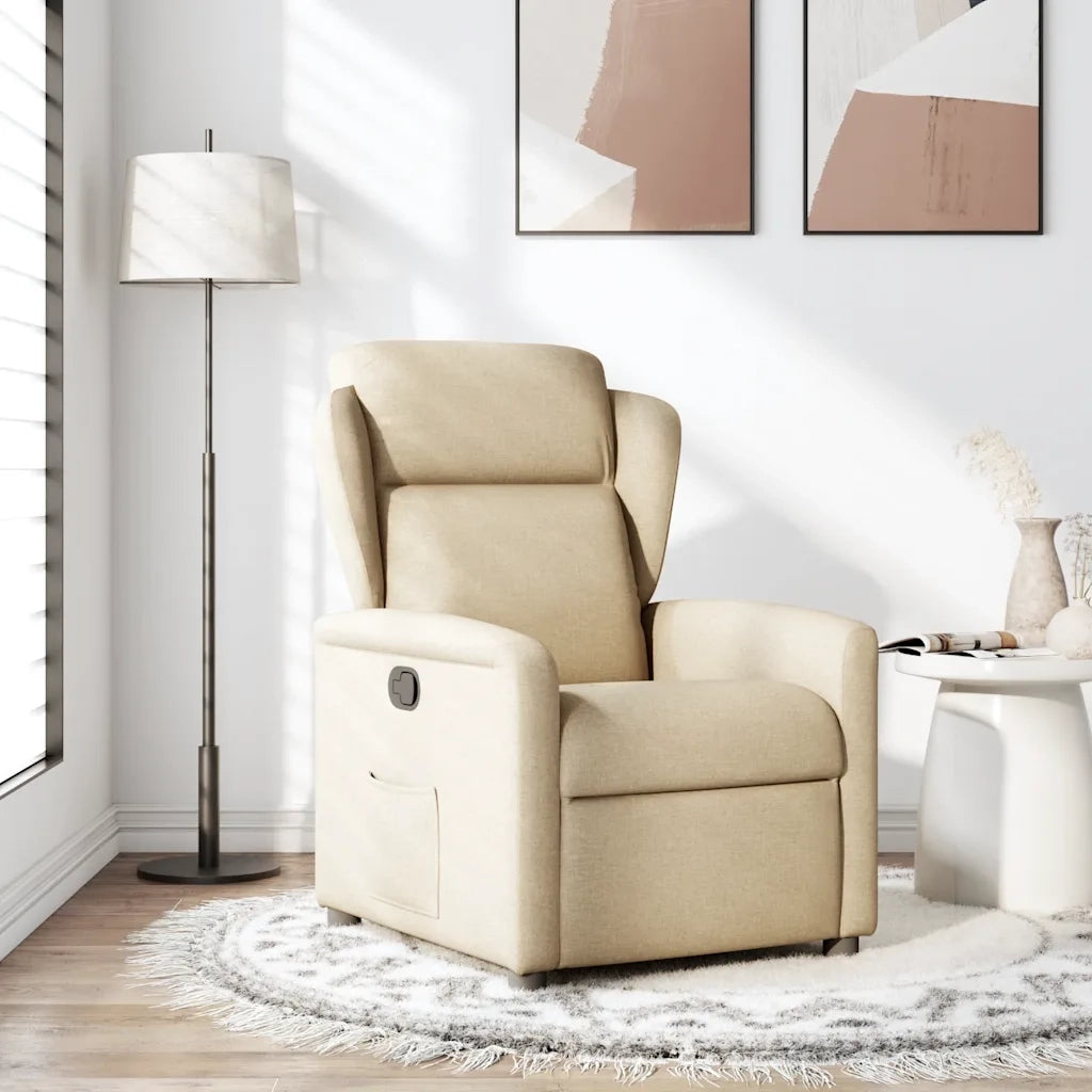 Poltrona | Sedia Relax Reclinabile in Tessuto Crema