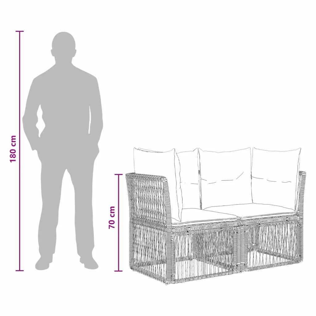 Set Divano da Giardino 3 pz Nero polyrattan 3434122