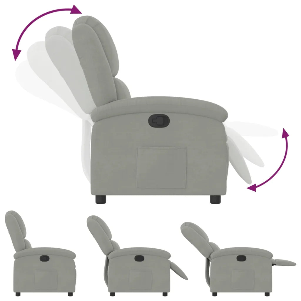 Poltrona | Sedia Relax reclinabile in velluto grigio chiaro