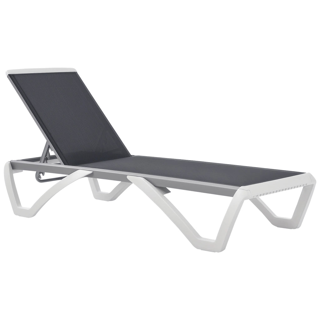 Lettino Prendisole Reclinabile con Rotelle ¨C Xylo ¨C Grigio e Bianco 195x67.5x33 cm