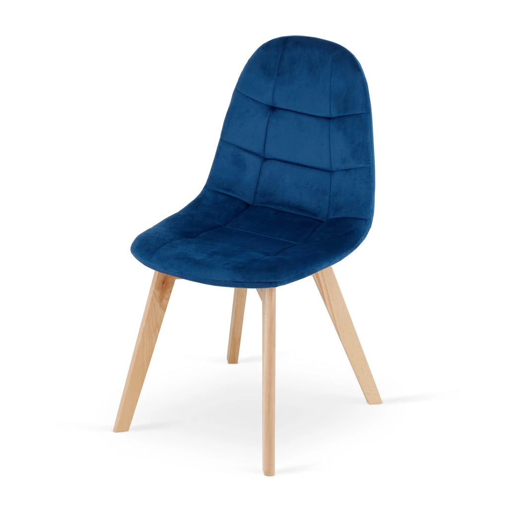 Sedia Valora NUUC in velluto blu navy dal design ergonomico x4