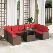 Set Divano da Giardino con cuscino 10 pcs Marrone polyrattan 3348710