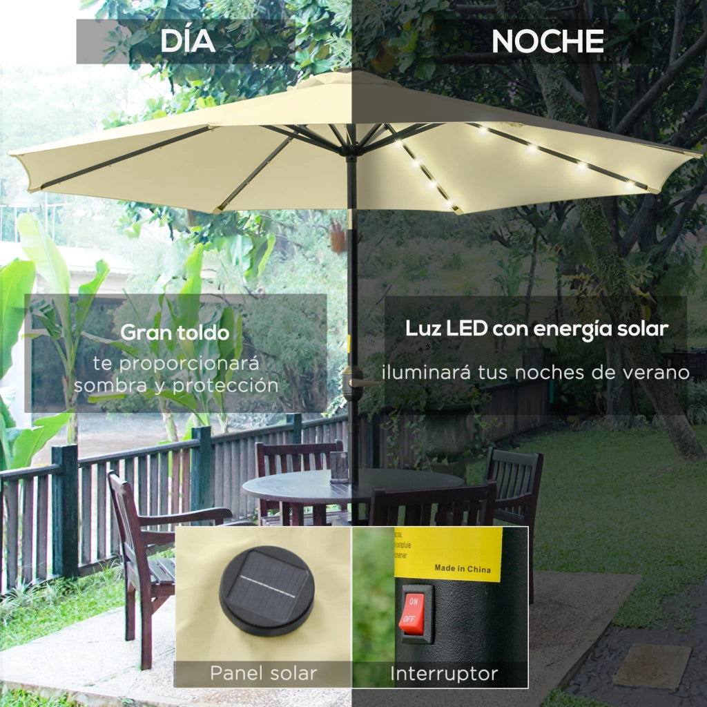 Ombrellone da Giardino con Luci LED Solari ¨C zephmum ¨C Beige ?265 cm