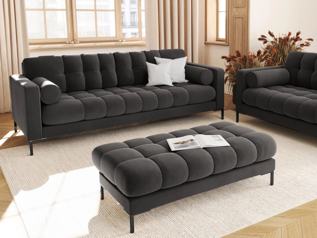 Cosmopolitan Design - Divano "Bali" 3 posti in velluto grigio scuro 