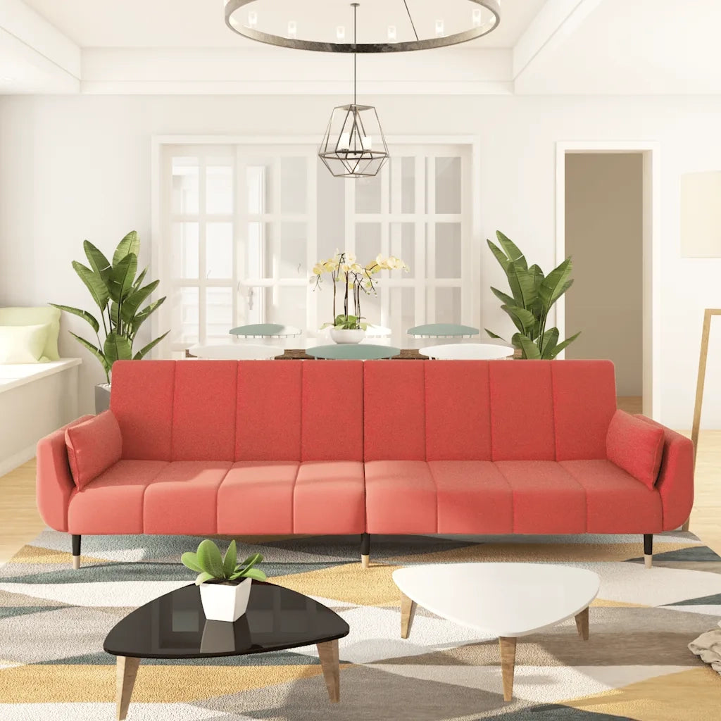 Divano Letto a 2 Posti con 2 Cuscini-Sofa Letto 2 Posti-Daybed Rosa in Velluto 204754