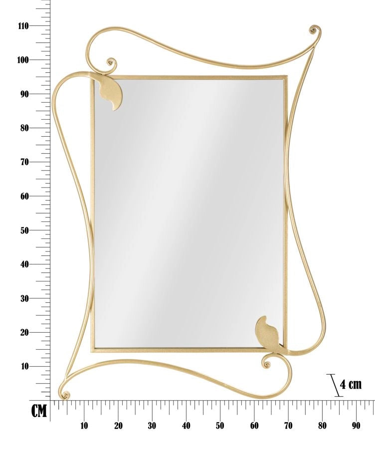 Specchio Petal 80x4x110 cm in Ferro e MDF Oro