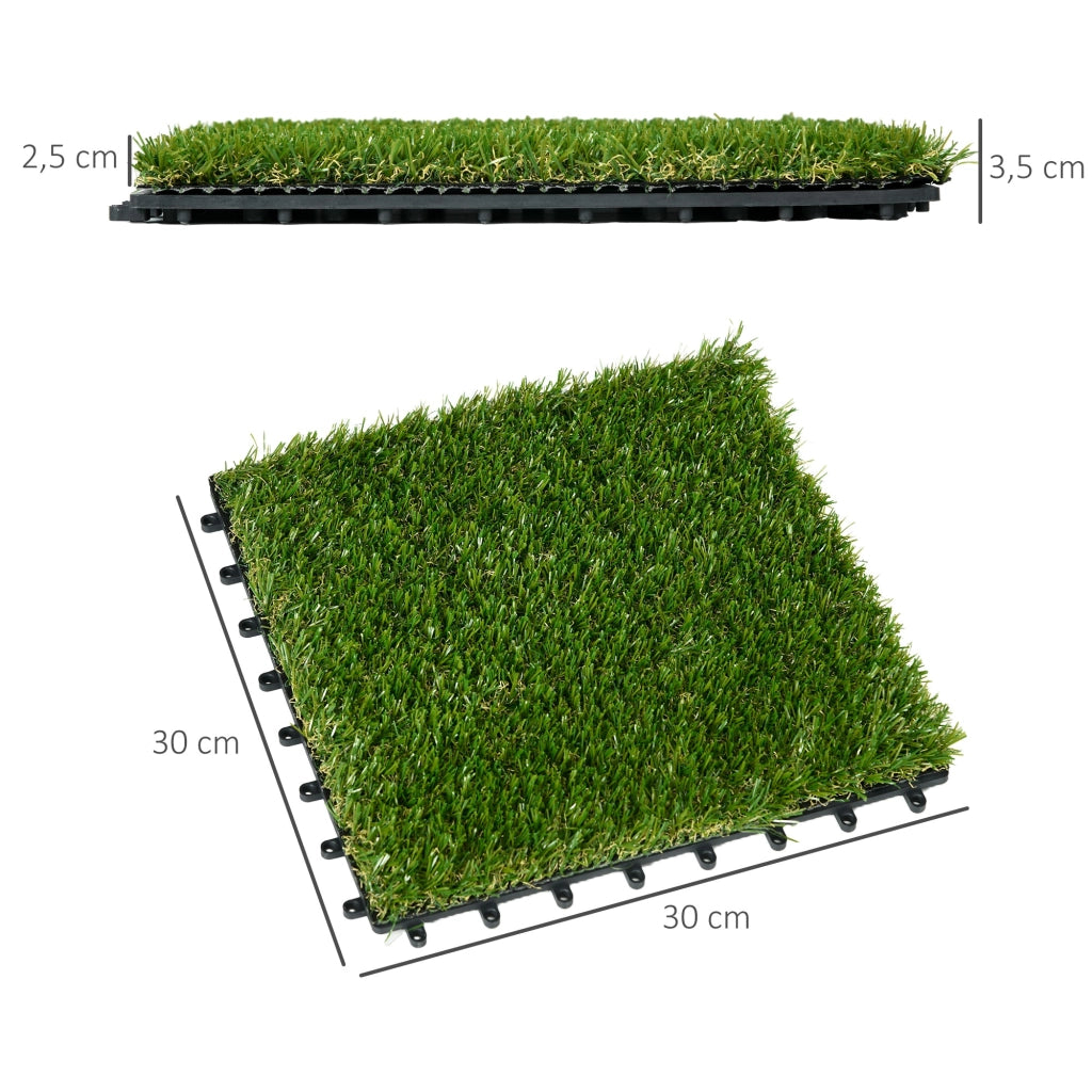 Tappeto erba sintetica 10 pezzi ¨C zephmum ¨C 30x30 cm verde scuro