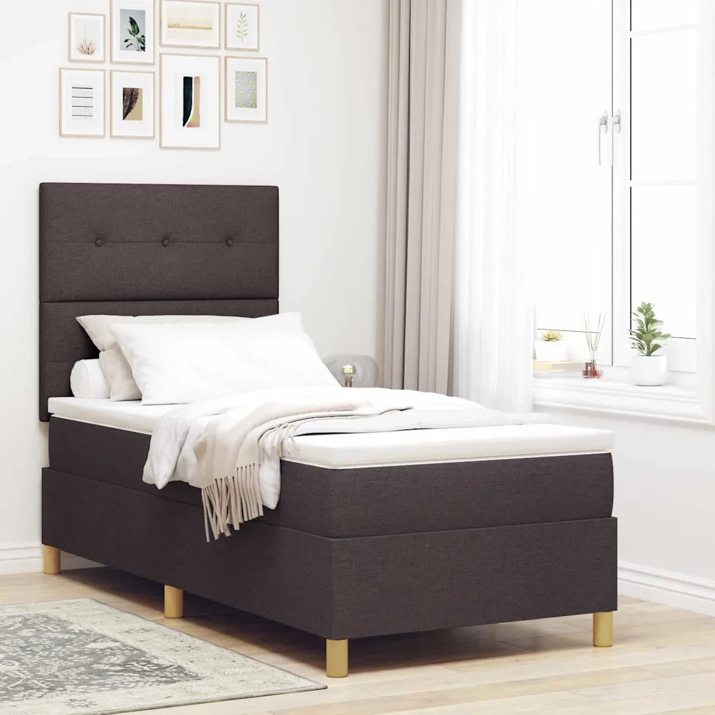 Letto a Sorgente LED Marrone Scuro 80 x 200 cm Tessuto