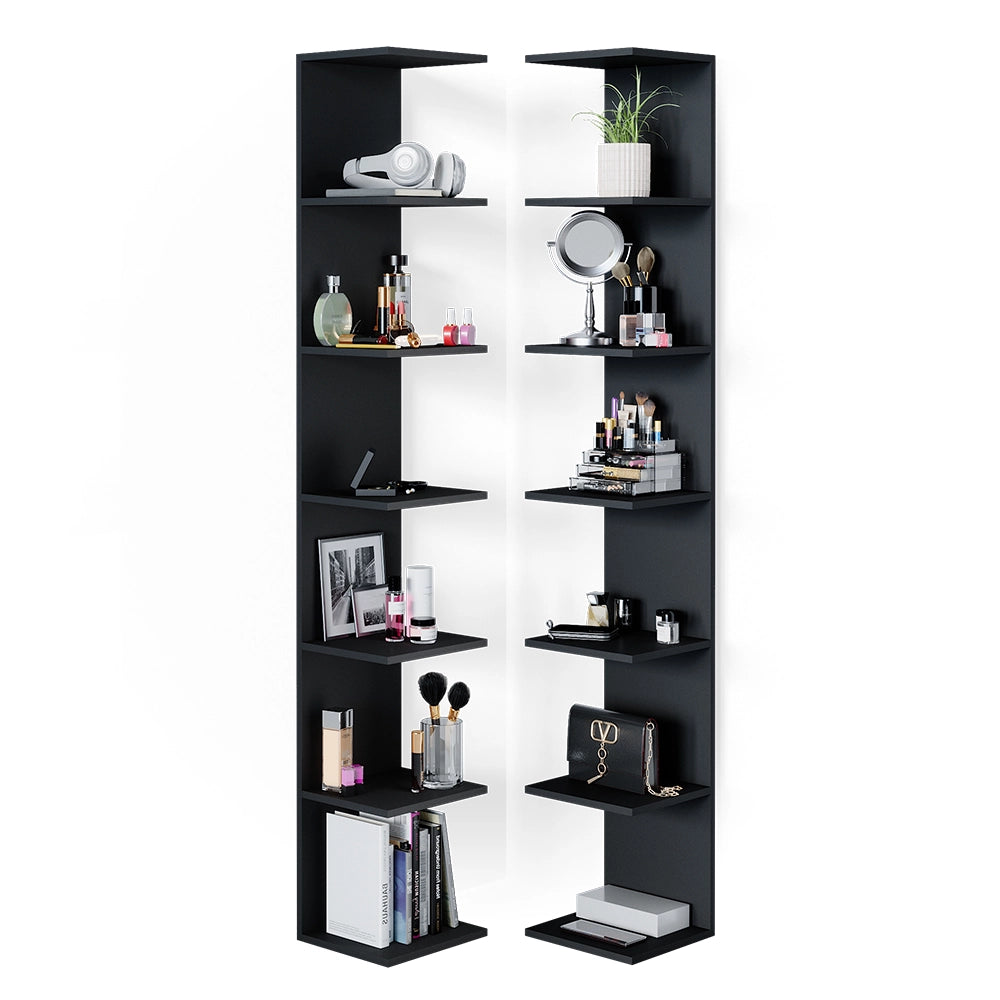 Vicco Libreria da parete Nero 30 x 190 cm aperto