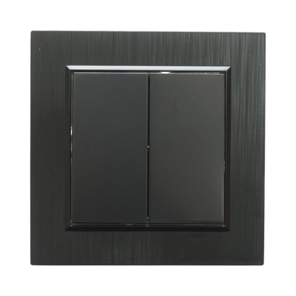 Interruttore a doppia testa, nero, da incasso, 220V, 10AX, ABS 80x80mm