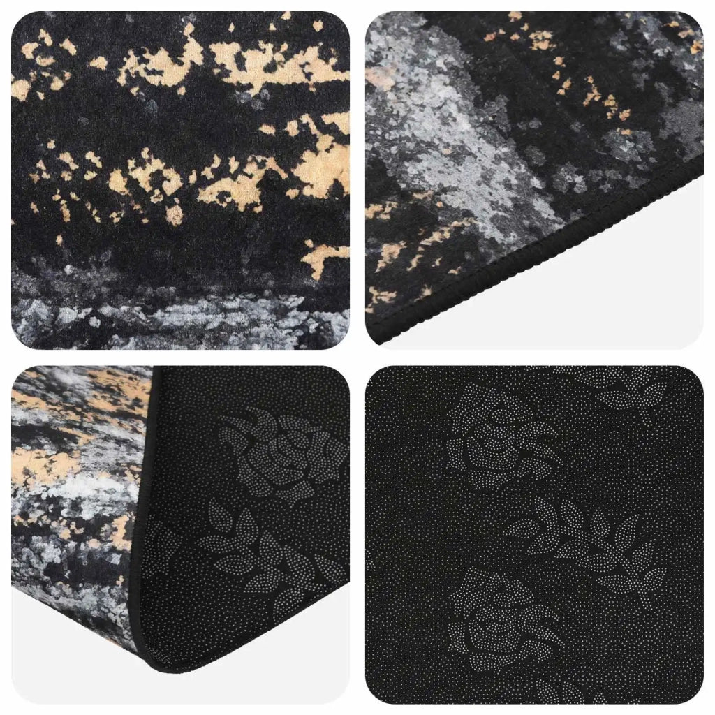 Runner Tappeto LESAKA Nero e Oro 80 x 450 cm Velluto diamante 42045302