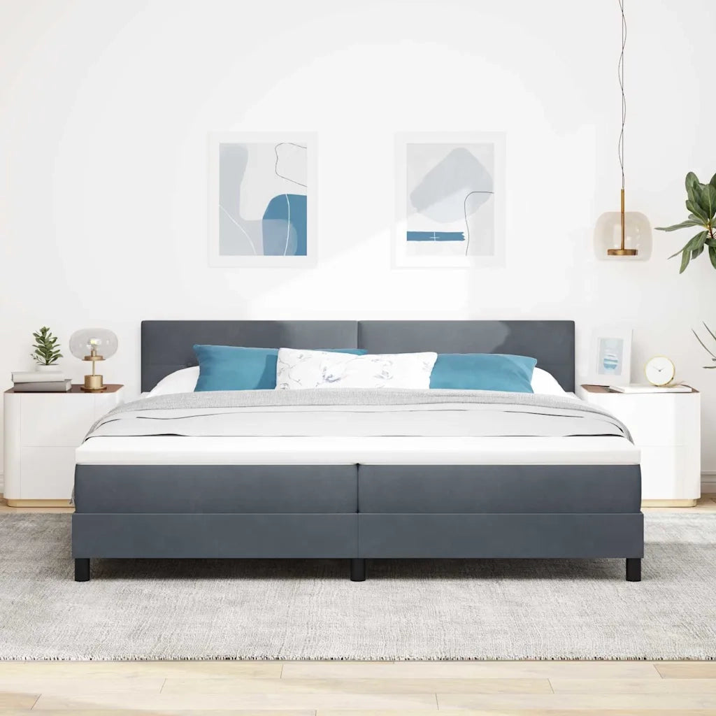 Letto a molle con materasso Grigio scuro 200 x 200 cm Velluto 3339195