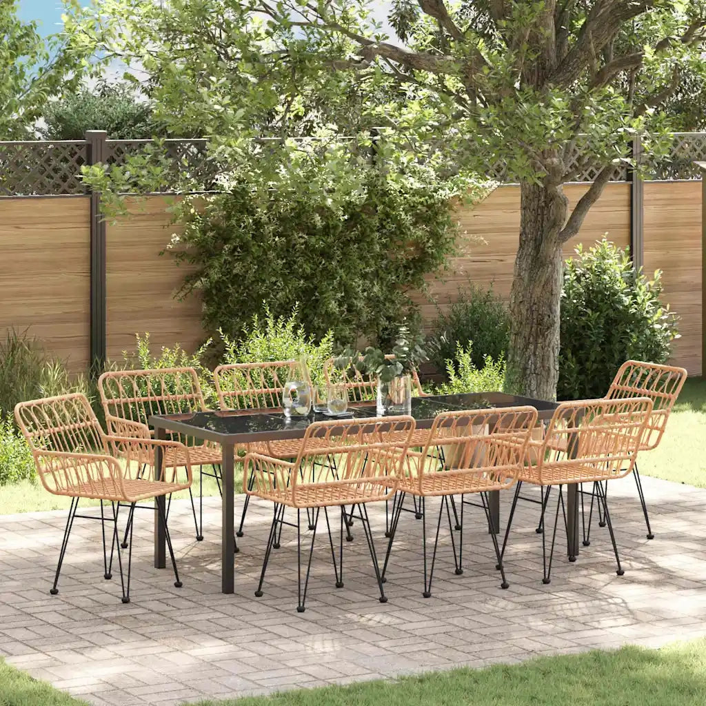 Set da Pranzo per Giardino 9 pcs Marrone 3379183