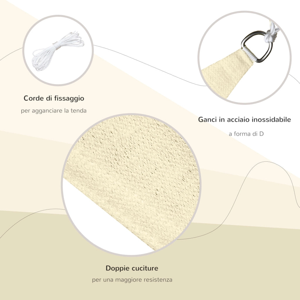 Tenda a Vela Triangolare Parasole per Esterni ¨C zephmum ¨C Crema Bianco Avorio 3x3x3 m