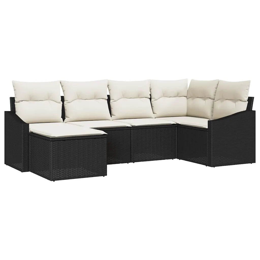 Set di divani con cuscino 6 pcs Nero polyrattan 3346787
