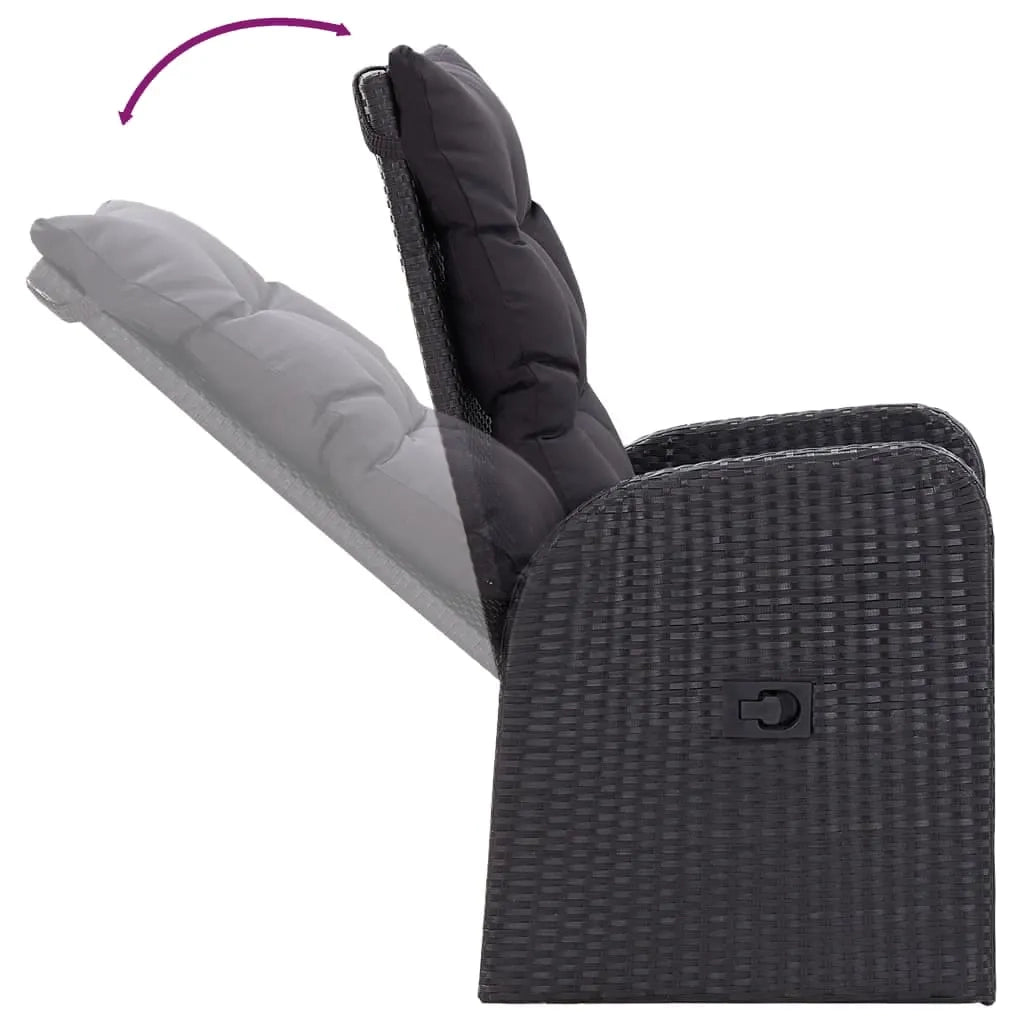 Set da Pranzo da Giardino 9 pz con Cuscini Nero 3099500