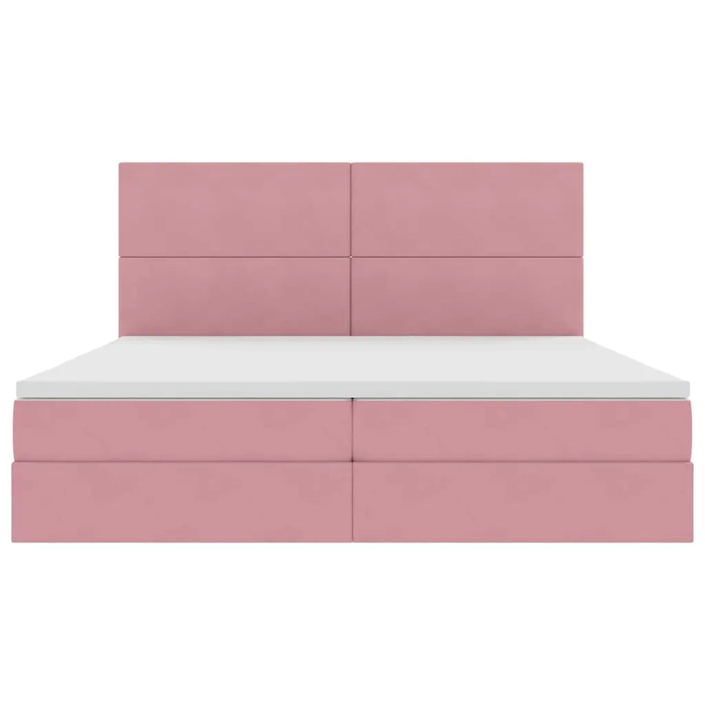 Letto con contenitore e materasso Rosa 200 x 200 cm Velluto 3371996