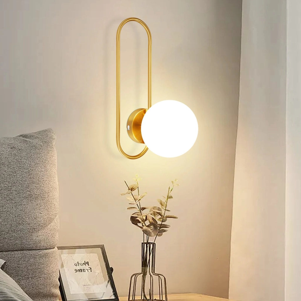 ZMH Applique da parete per interni in vetro dorato E14 per camera da letto e scale