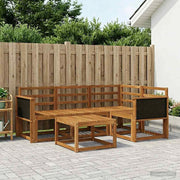 Set di divani da esterno 5 pz Naturale Legno di Acacia Massello 3385180