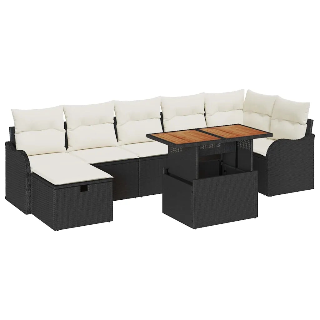 Set Divano da Giardino con archiviazione 8 pcs Nero Poly Rattan 3361278