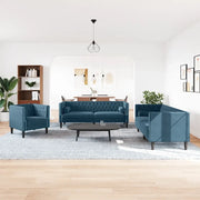 Set Divani Chesterfield 3pz con Cuscini Blu Velluto 3209289