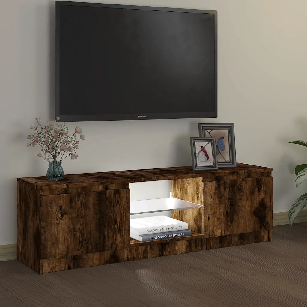 Mobile Porta TV con Luci LED-Mobile per TV-Credenza TV Rovere Fumo 120x30x36 cm