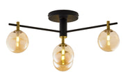 Plafoniera FIGARO Jupiter nero oro 4 sfere ambra G9