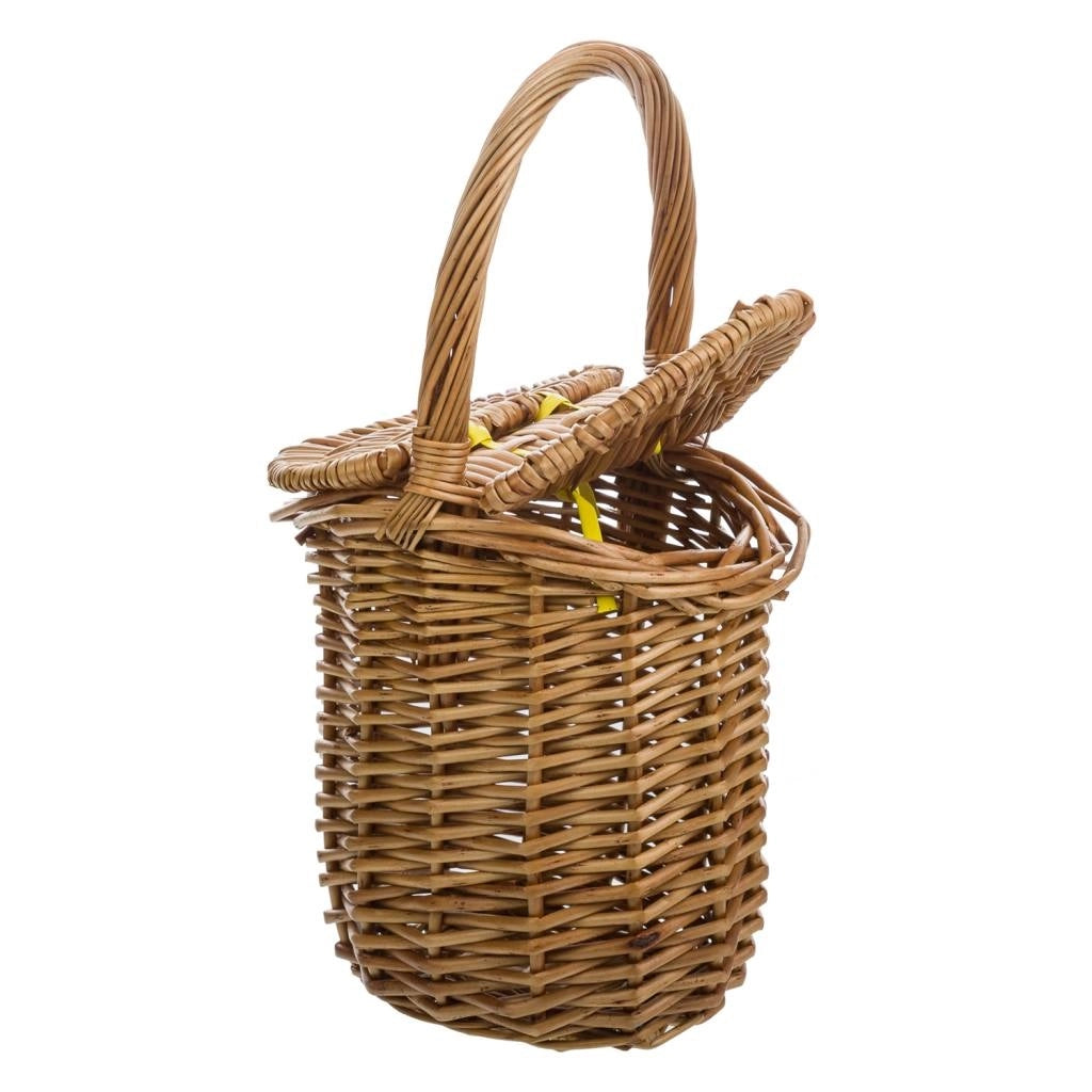 Cesto in vimini marrone con coperchio 17x13x17/27h