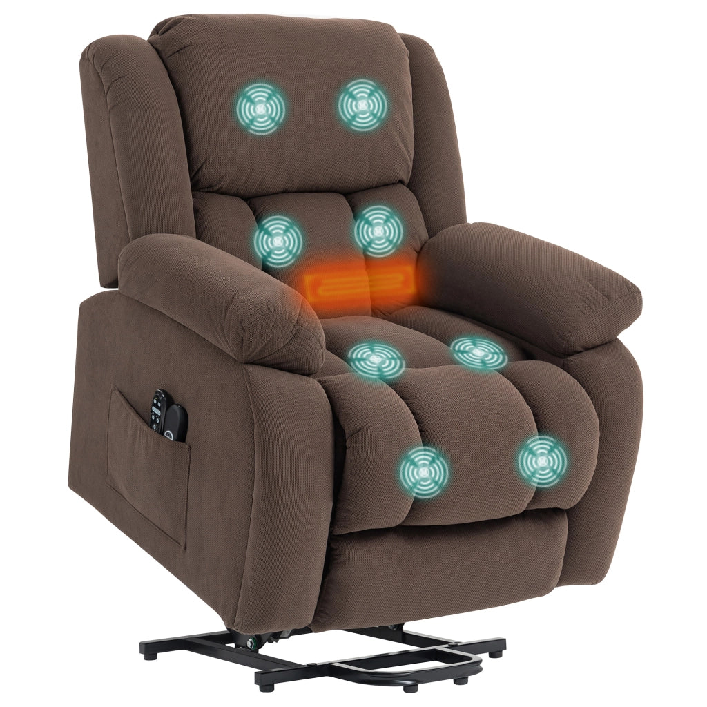 Poltrona massaggiante elettrica reclinabile con riscaldamento ¨C zephmum ¨C marrone 93x104x100 cm