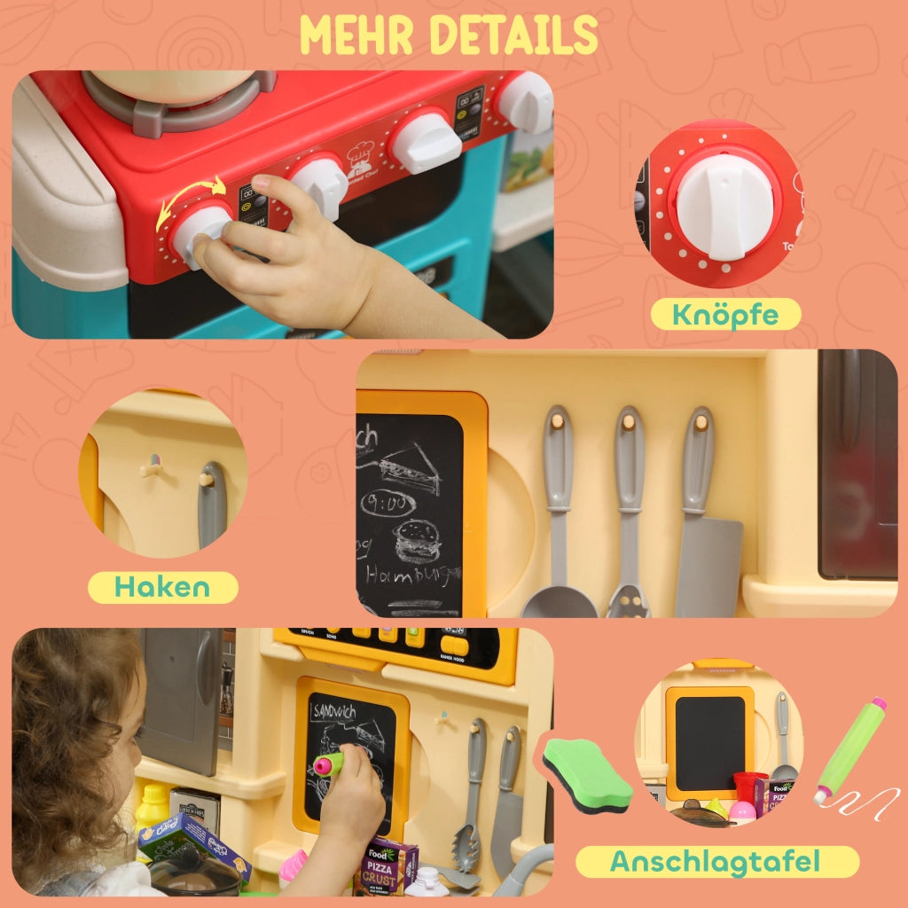 Cucina Giocattolo Bambini con Accessori ¨C Zephmum ¨C Verde, Plastica, 85 Pezzi
