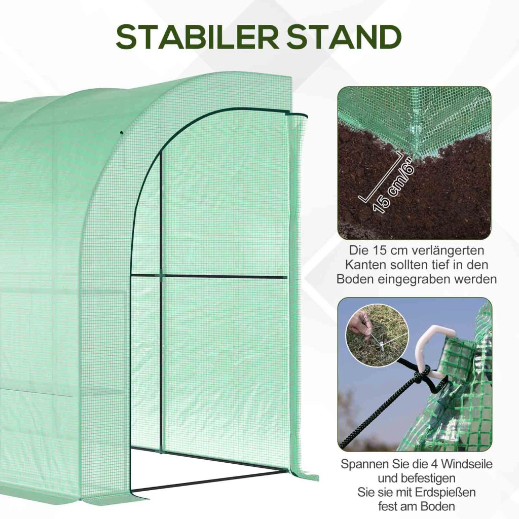 Serra da giardino ¨C Xylo ¨C 3 ripiani con copertura plastica UV-resistente verde