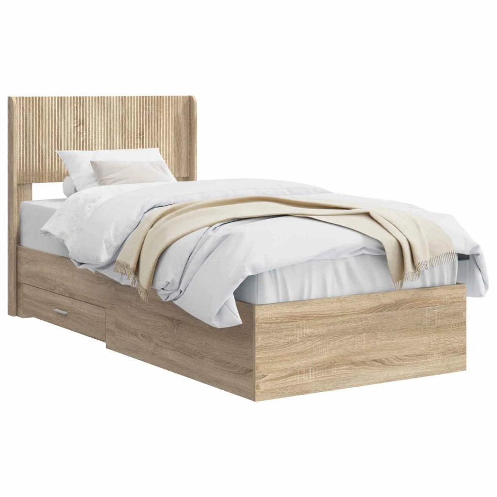 Struttura del letto con stoccaggio e testata-Giroletto con contenitore Rovere Sonoma 974855