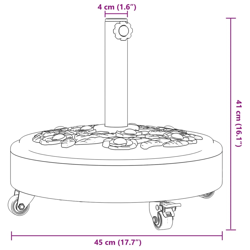 Base per Ombrellone con Ruote per Pali Ø38/48 mm 27 kg Rotonda 4007973
