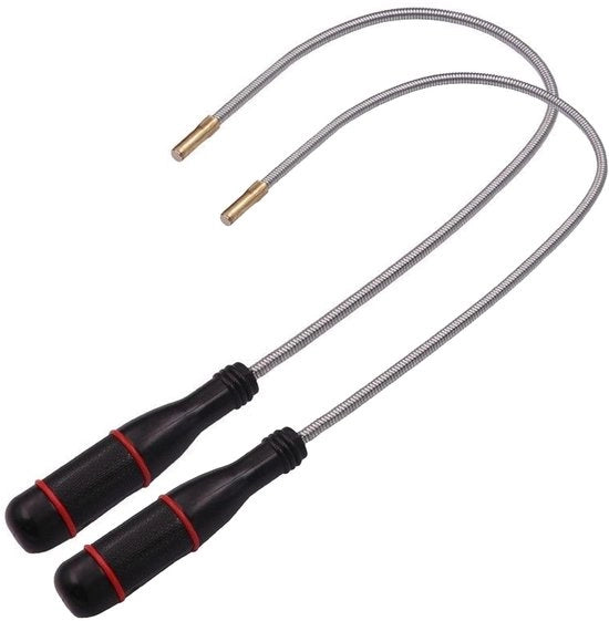 Due Magneetti Portatili con Testa di Cigno Flessibile 500 mm - Magneetti Portatili con Antislip e Stantuffo - Magneetti Portatili in Acciaio Inox