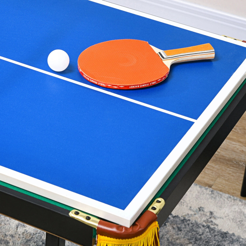 Tavolo da biliardo e ping pong 2 in 1 ¨C zephmum ¨C Blu/Verde, 140x63x80cm
