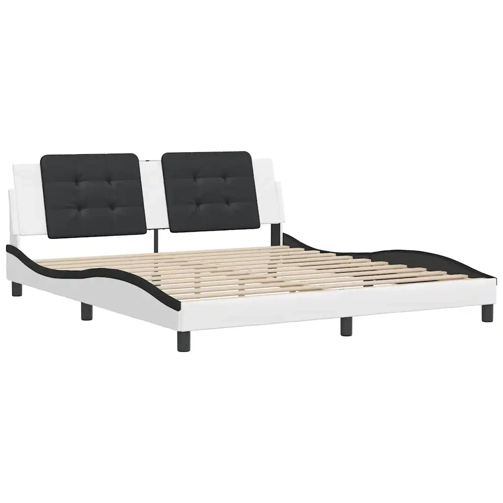 Giroletto senza Materasso-Struttura Letto Zadar Bianco e Nero 180x200 cm in Similpelle