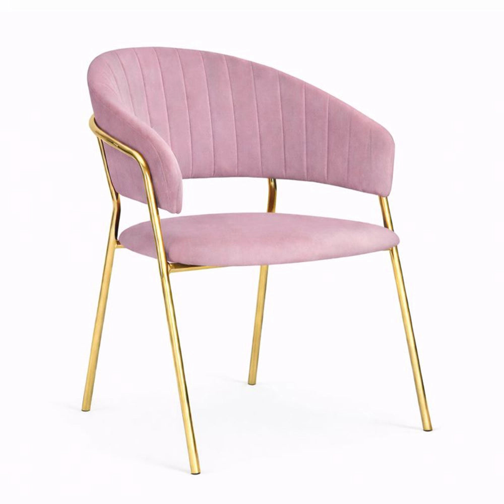 Sedie da sala da pranzo set da 4 Aurelia con schienale in velluto rosa