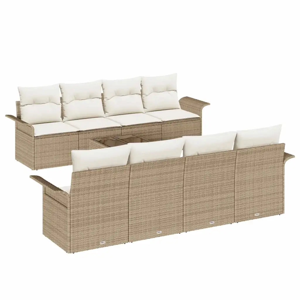 Set Divano da Giardino 9 pcs Beige e Crema polyrattan 3353960