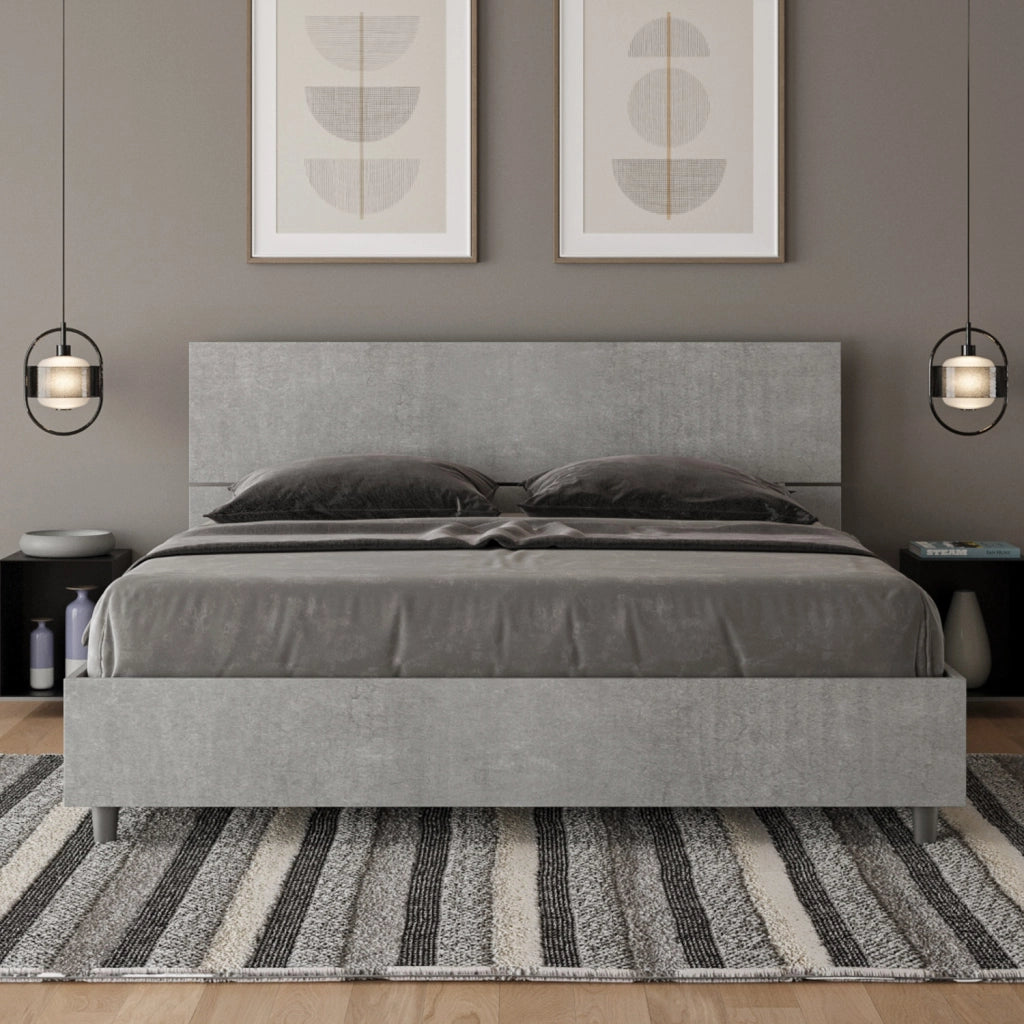 BS COM Letto matrimoniale contenitore 160x190 testata dritta cemento