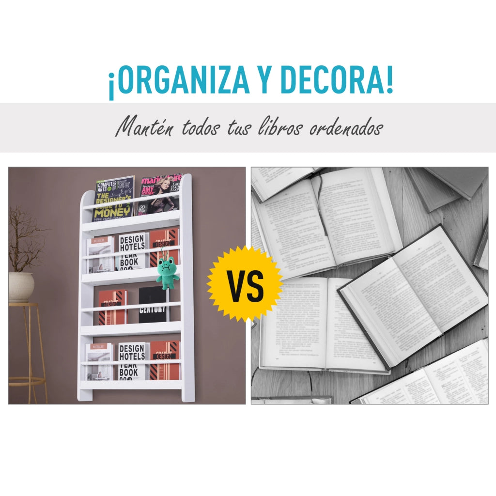 Libreria a Parete con 4 Ripiani ¨C Minimal ¨C 59x12x113cm Bianco