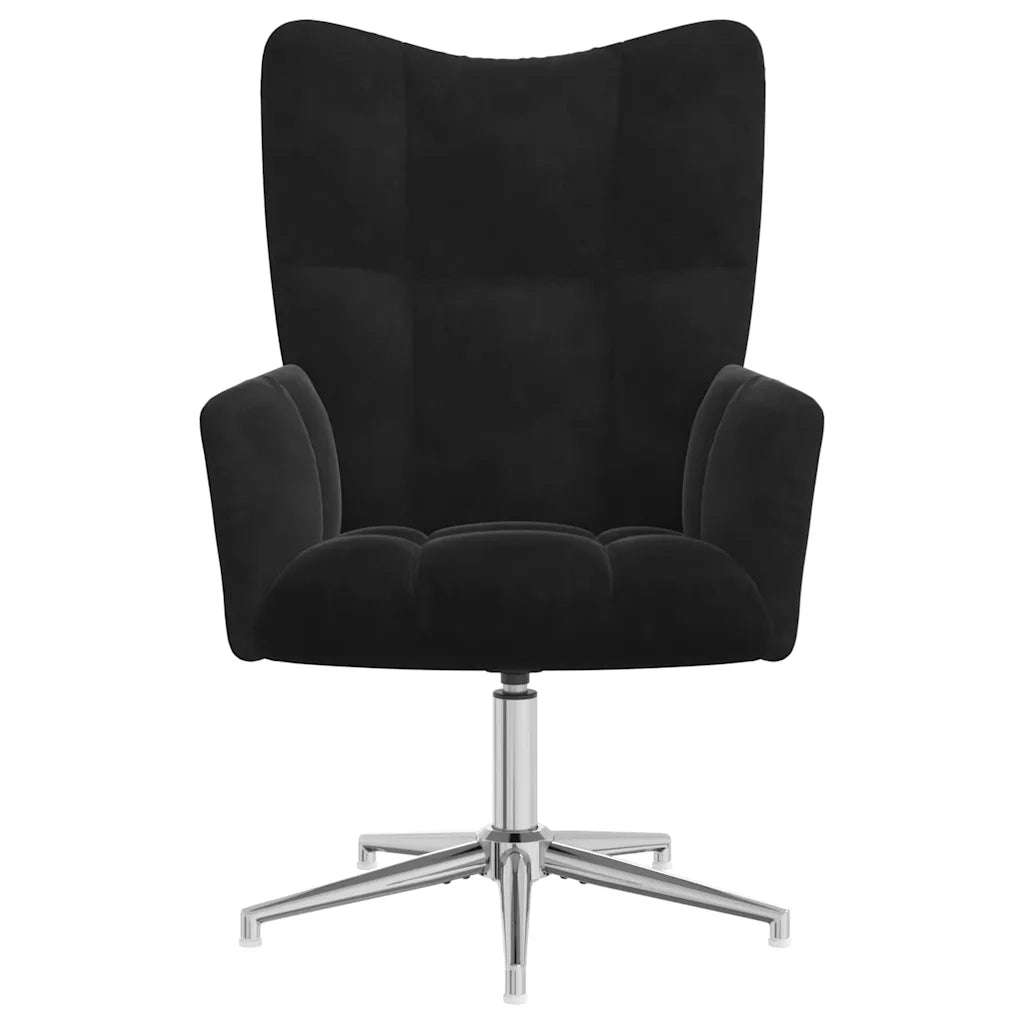 Poltrona Relax | Sedia Relax con Poggiapiedi Nero in Velluto
