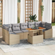 Set Divano da Giardino con cuscino 8 pcs Beige e Grigio Chiaro